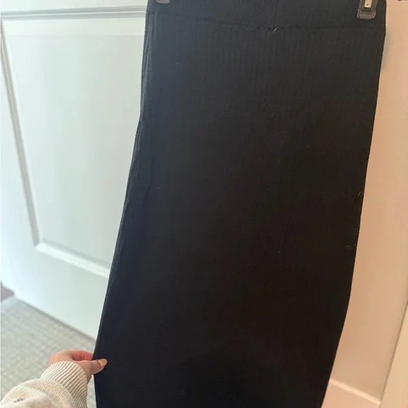 Free People Black Midi Pencil Skirt with Slit - Picture 4 of 4